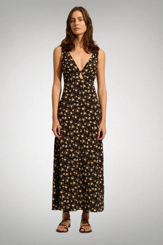 Midi Dresses for Summer Festival -AUGUSTE THE LABEL Womens Iona Midi Dress - Black Eloise Ditsy Floral