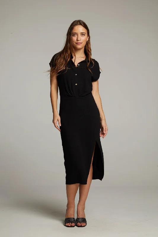 Midi Dresses for Garden Party -Atlantic True Black Midi Dress