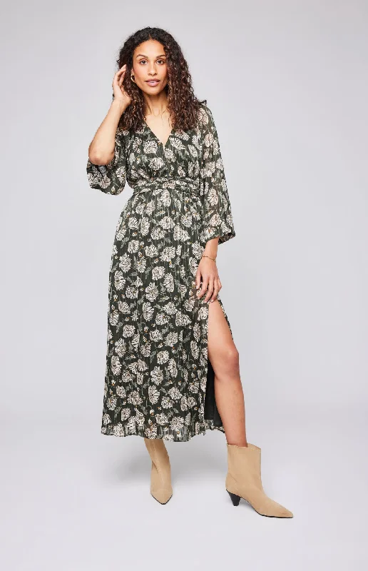 Midi Dresses with Lace Up Front -Fabienne Midi Dress