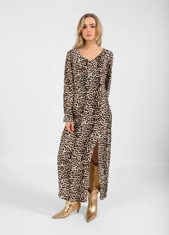 Midi Dresses with Side Back -Coster Copenhagen Midi Dress-Leopard Print-244-5404