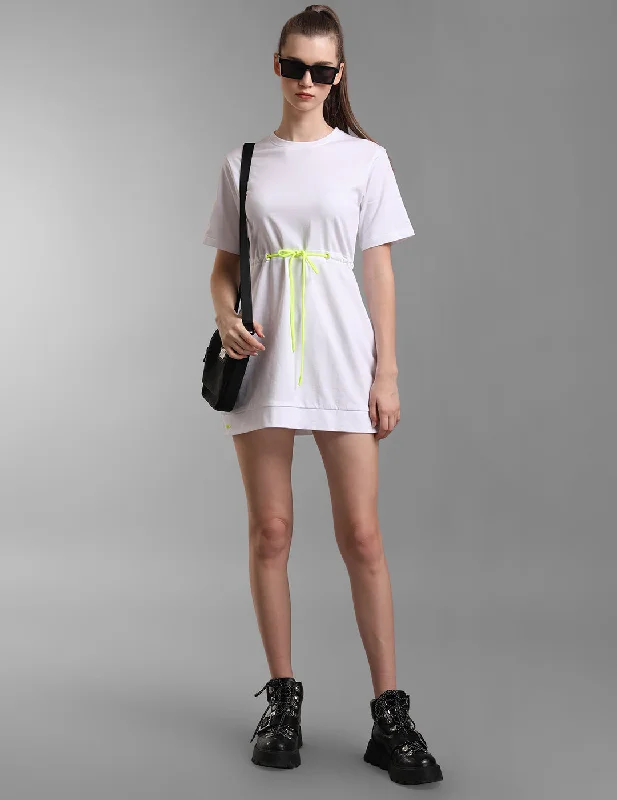 Midi Dresses for Cocktail Events -Sweatshirt Dress With Neon Trims