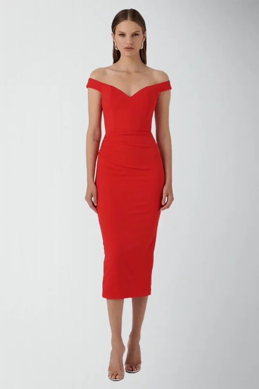 Midi Dresses for Holiday Brunch -EFFIE KATS Womens AAMI Midi Dress - Red