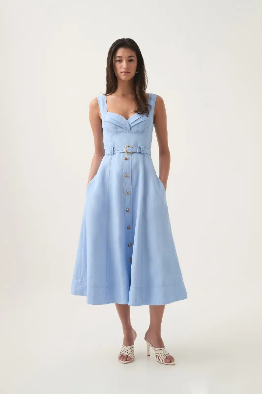 Midi Dresses with Bell Hem -Primary Belted Midi Dress