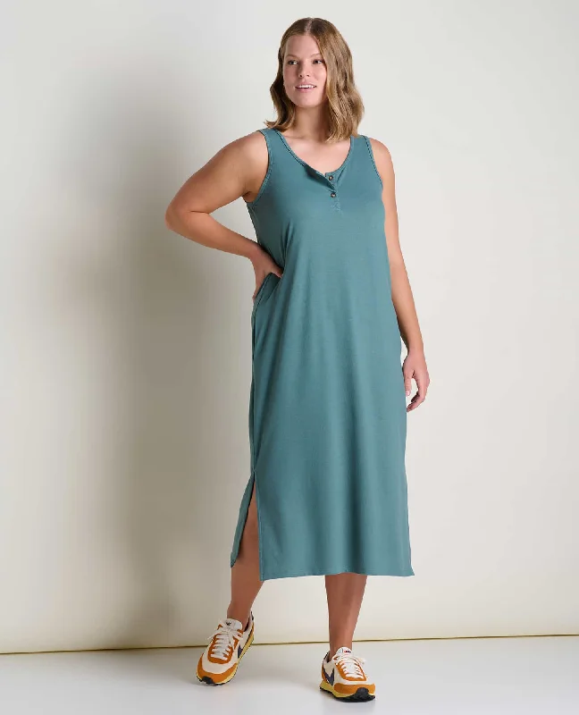 Midi Dresses in Thin Wool -Piru Henley Midi Tank Dress