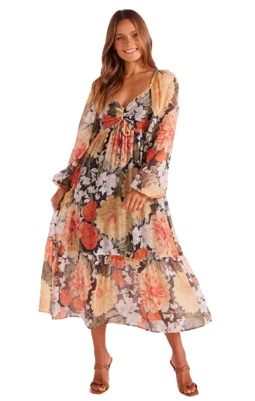 Midi Dresses for Sunset Party -MINKPINK Womens Clementine Midi Dress - Vintage Floral