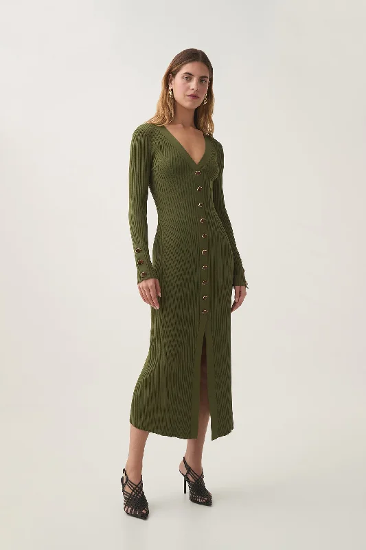 Midi Dresses for Brunch Date -Ondine Knit Midi Dress