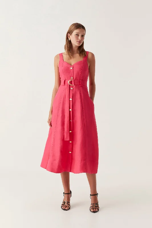 Midi Dresses for Dance Party -Clay Belted Midi Dress