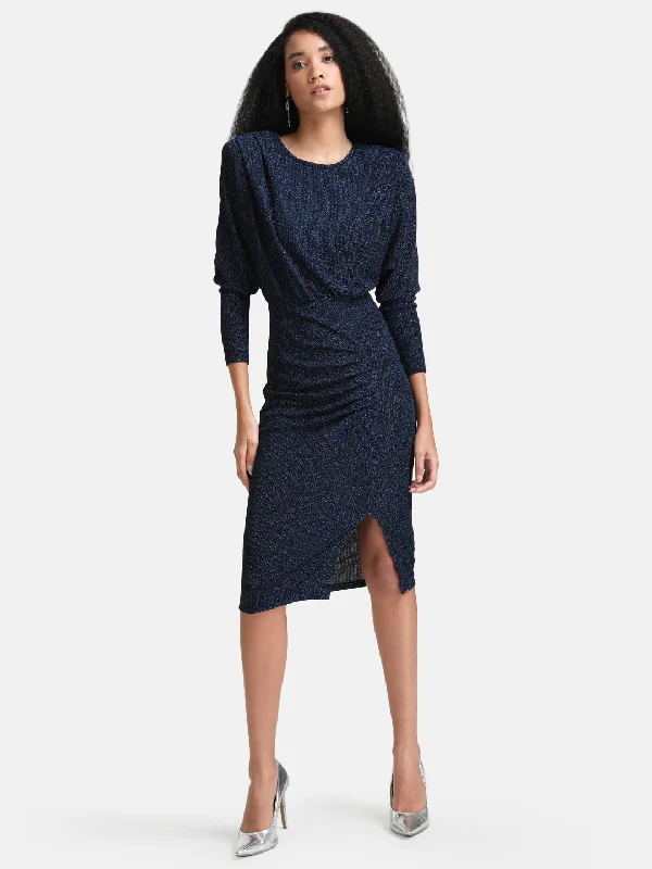 Midi Dresses for Concerts -Midi Dress With Padded Shoulder