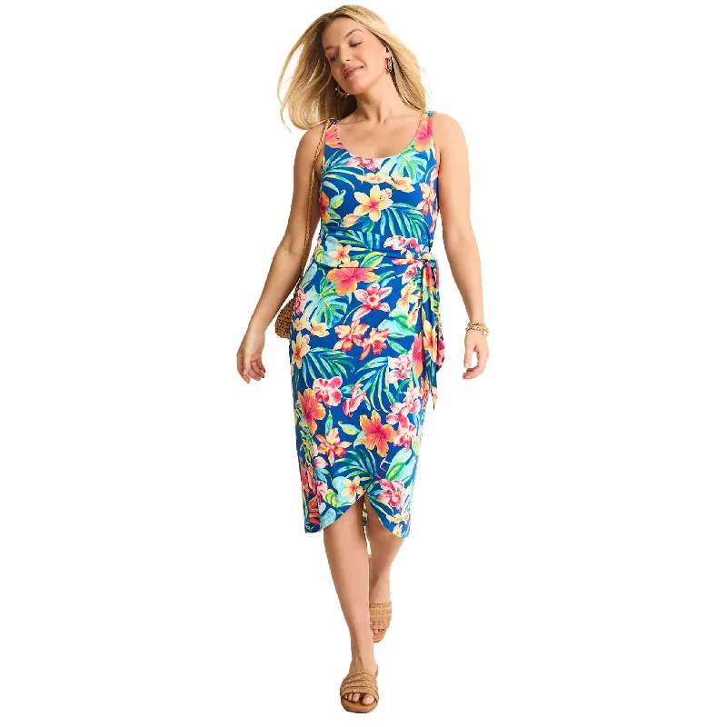 Midi Dresses for Wine Tasting -Tommy Bahama Women's Tropi-Flore Wrap Midi Dress - Cobalt Sea