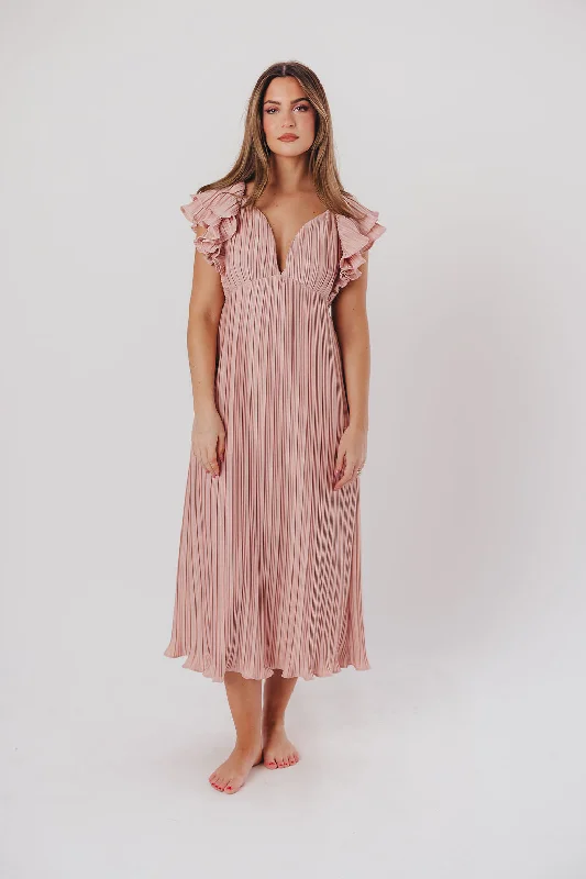 Midi Dresses for Girls Trip -Lucky Charm Midi Dress in Tea Rose - Bump Friendly & Inclusive Sizing (S-3XL)