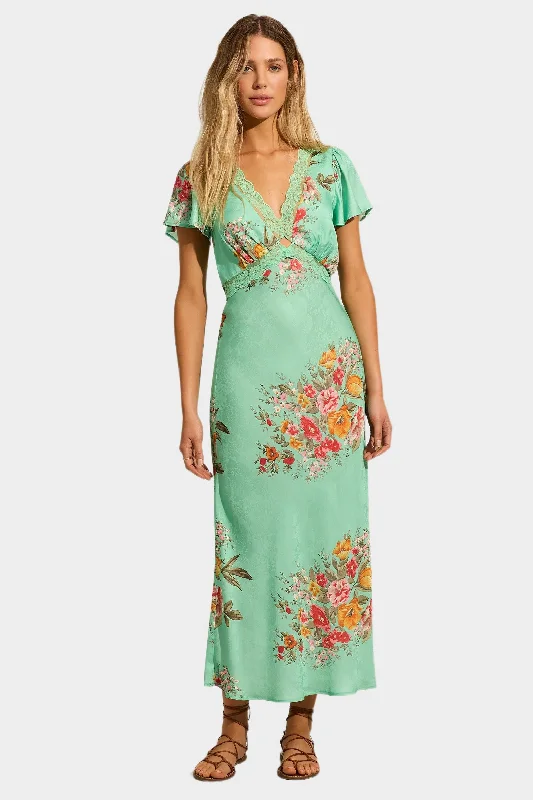 Midi Dresses for Casual Meetup -AUGUSTE THE LABEL Womens Rianne Midi Dress - Leonie Mint Green Floral