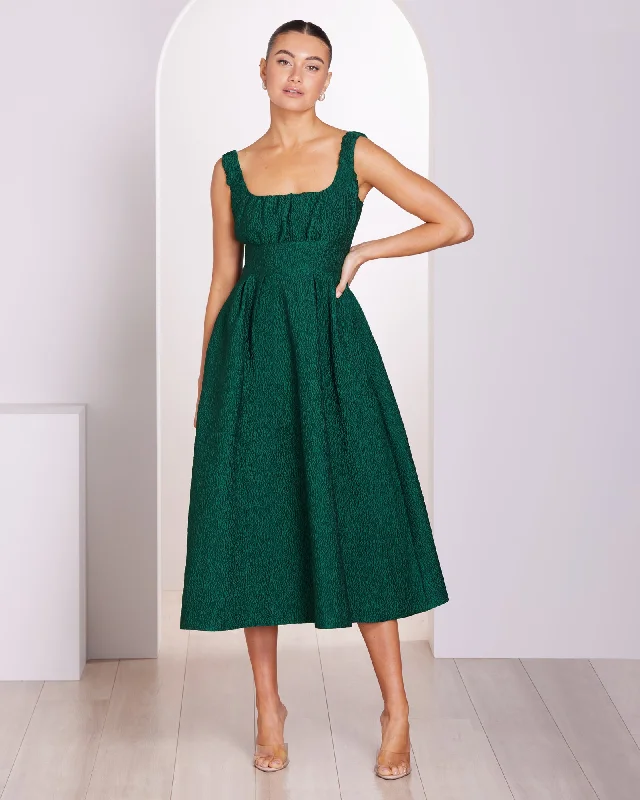 Midi Dresses with Trapeze Style -Elsie A-line Midi Dress