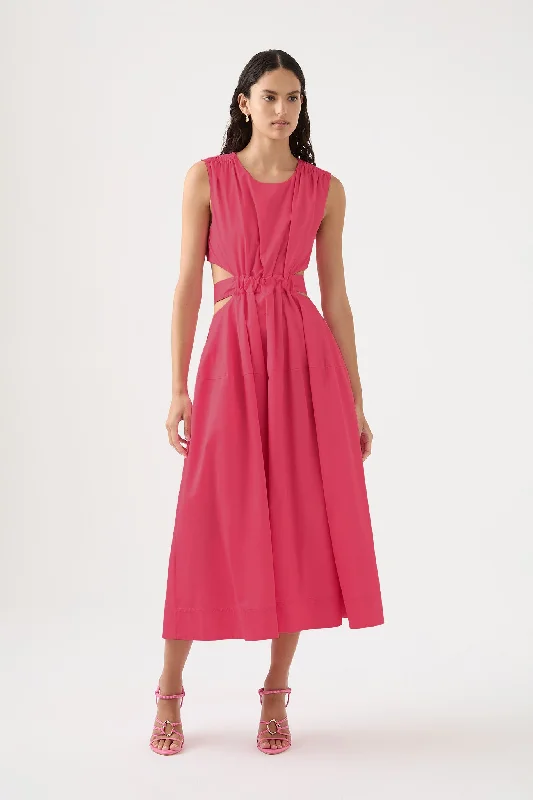 Midi Dresses with Tie Front -Zorina Tie Midi Dress