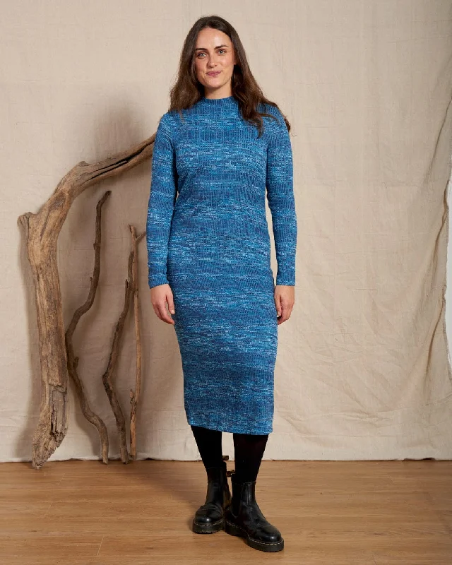 Midi Dresses with Cross Edge -Space Dye Brooklyn - Womens Midi Dress - Blue