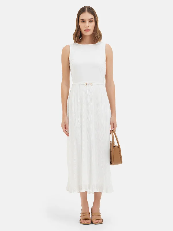 Midi Dresses with Swing Edge -Nadia Pleated Midi Dress