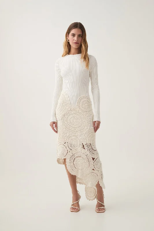 Midi Dresses for Fun Trip -Mosaic Crochet Midi Dress