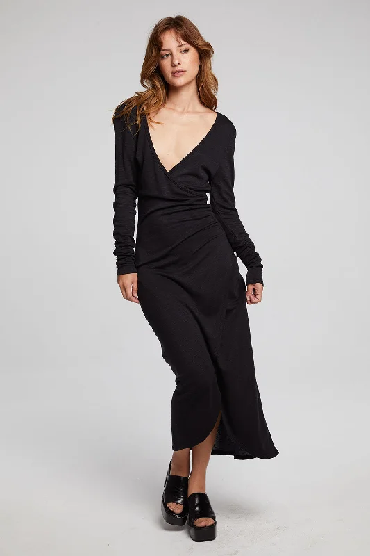 Midi Dresses in Stretch Fabric -Harmony Licorice Midi Dress