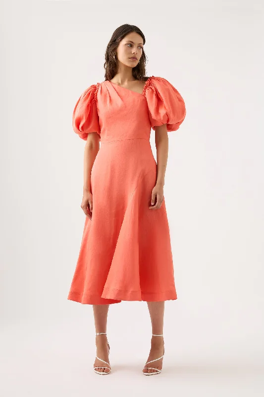 Midi Dresses with Tie Back -Maia Off Shoulder Midi Dress