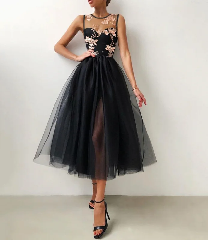 Evening Dress in Soft Stripes -Midi Dresses for Engagement Party -Evening Dress in Soft Stripes -Black tulle lace short prom dress party dress c2959