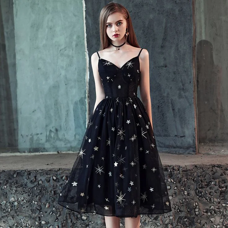 Evening Dress in Sparkle Fabric -Midi Dresses for Outdoor Concert -Evening Dress in Sparkle Fabric -Black Tulle Short Prom Dress Evening Dress c2956