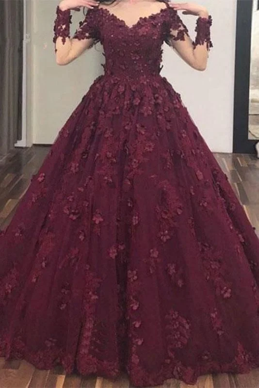 Evening Dress with Pleated Back -Midi Dresses in Shiny Wool -Evening Dress with Pleated Back -Burgundy v neck tulle lace long prom dress, burgundy lace evening dress  C1577