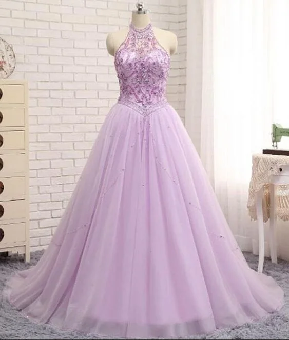 Long Evening Dress in Red -Floral Midi Dresses for Spring -Long Evening Dress in Red -Charming Lilac A Line Prom Dresses Tulle Beaded Evening Gowns With Chapel Train C1387