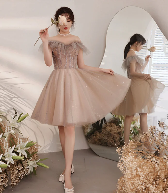 Evening Dress in Soft Chiffon -Midi Dresses for Casual Lunch -Evening Dress in Soft Chiffon -Cute tulle short A line prom dress party dress  c2703