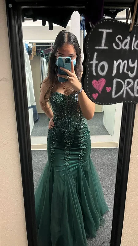 Evening Dress for Club Fun -Midi Dresses with Ruffle Front -Evening Dress for Club Fun -Elegant Green Mermaid Prom Dress Charming Evening Dress cc454