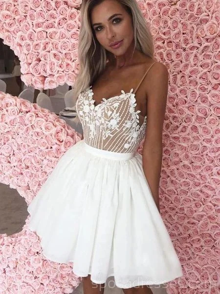 Evening Dress in Rich Silk -Midi Dresses for Day Chill -Evening Dress in Rich Silk -Off White Spaghetti Straps Cheap Homecoming Dresses  c3166