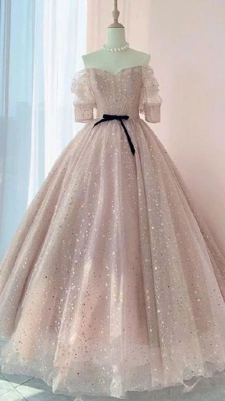 Evening Dress with Gathered Hem -Midi Dresses in Subtle Shine -Evening Dress with Gathered Hem -Pink Tulle Long Prom Dress Sweet 16 Dress Ball Gown C2352