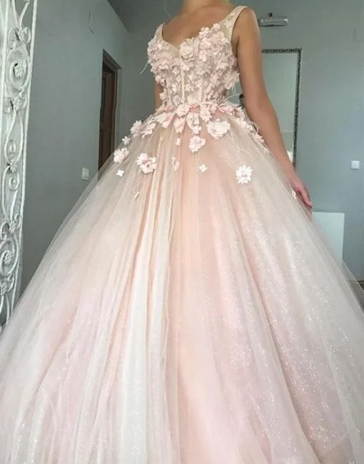 Evening Dress in Bright Colors -Midi Dresses in Bright Colors -Evening Dress in Bright Colors -Pink V Neck Tulle Long Prom Dress, Pink Evening Dress C212