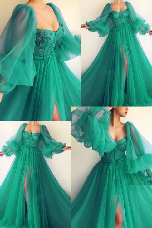 Vintage Evening Dress 2025 -Boho Midi Dresses 2025 -Vintage Evening Dress 2025 -Puffy Sleeve Prom Dress Sweetheart Tulle Ball Gown A Line Princess Dress cc288