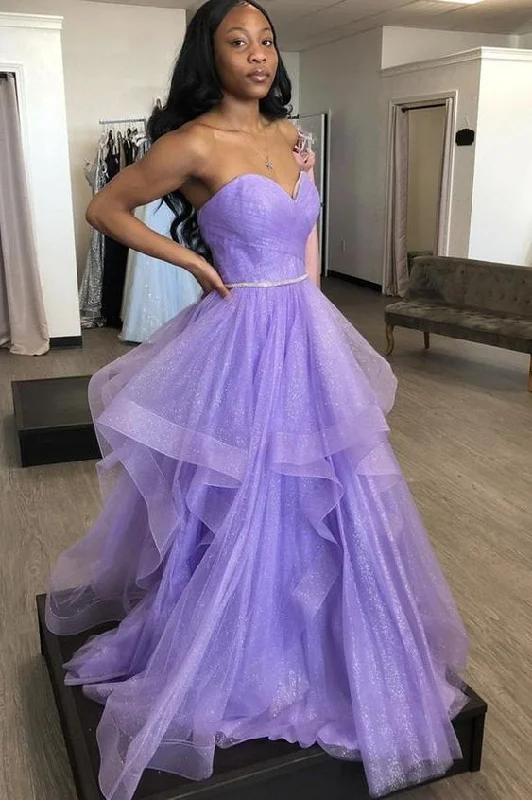 Evening Dress in Thin Suede -Midi Dresses for Night Fun -Evening Dress in Thin Suede -Purple tulle long A line prom dress evening dress C43