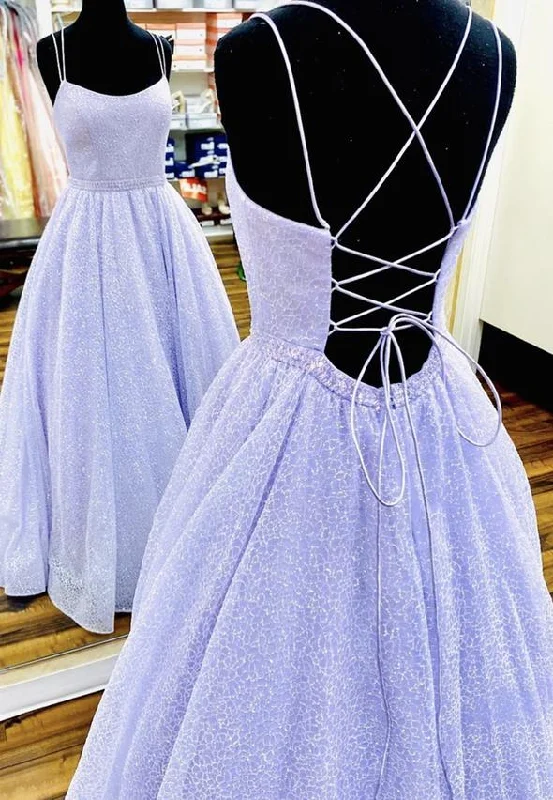 Evening Dress with Trapeze Style -Midi Dresses in Playful Prints -Evening Dress with Trapeze Style -Purple tulle sequins long prom dress party dress C1661