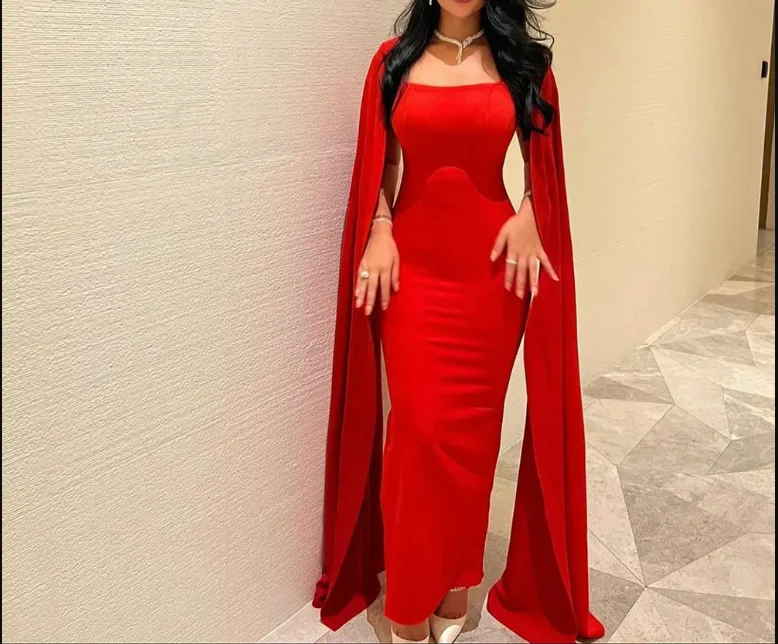 Evening Dress for Patio Chill -Midi Dresses with Bow Front -Evening Dress for Patio Chill -Red Satin Mermaid Evening Dress Saudi Arabia Prom Dresses  cc695