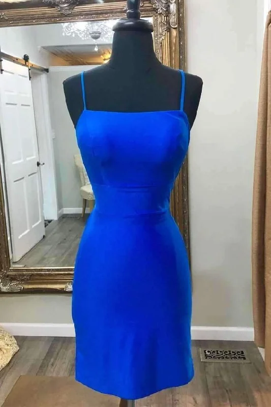 Evening Dress in Thin Cotton -Midi Dresses for Chill Party -Evening Dress in Thin Cotton -Sexy Tight Royal Blue Short Homecoming Dress c3419