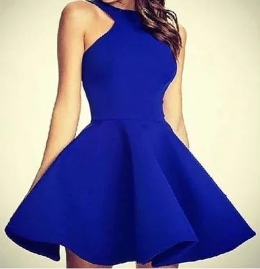 Evening Dress with Side Ruffles -Midi Dresses in Flowing Style -Evening Dress with Side Ruffles -simple royal blue short homecoming dress c2987