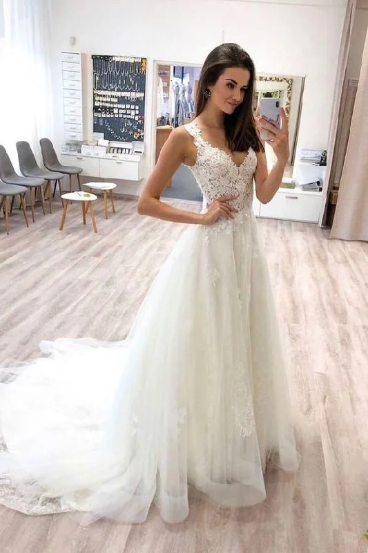 Evening Dress in Smooth Silk -Midi Dresses for Summer Date -Evening Dress in Smooth Silk -White v neck tulle lace long prom dress lace formal dress  C113