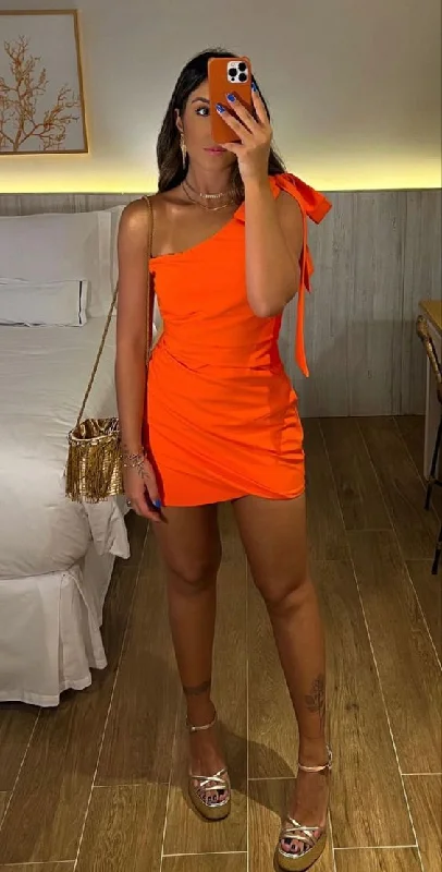 Orange Short Prom Dress Homecoming Dress        S2859