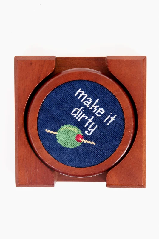 Cocktail Orders Needlepoint Coaster Set