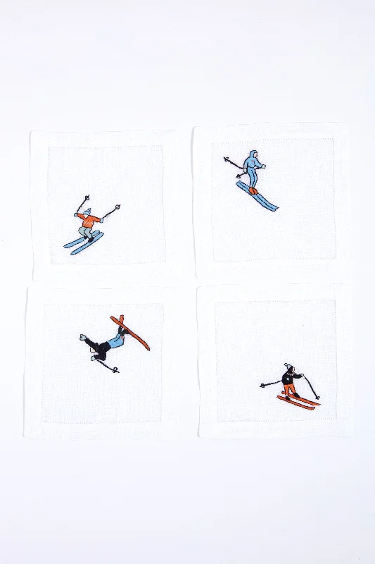 Skiers Cocktail Napkins Set of 4