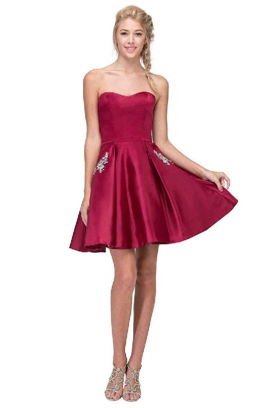 Eureka Fashion - 6622 Strapless A-Line Cocktail Dress