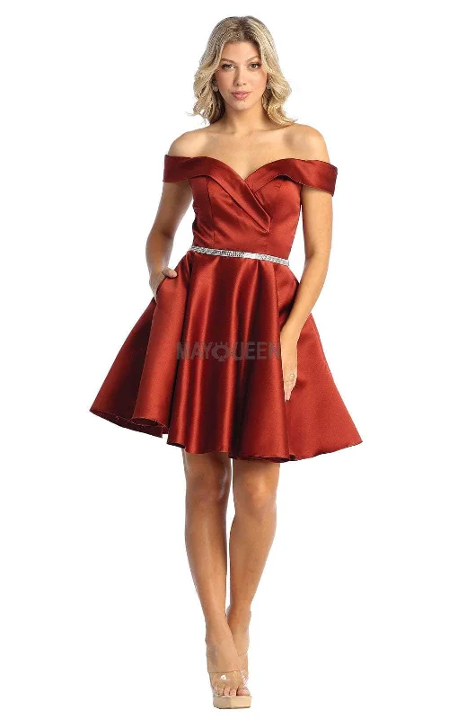 May Queen - MQ1815 Satin A-Line Cocktail Dress