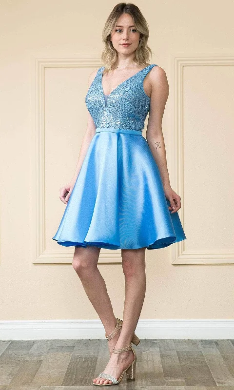 Poly USA 8954 - Sequin Bodice A-Line Homecoming Dress