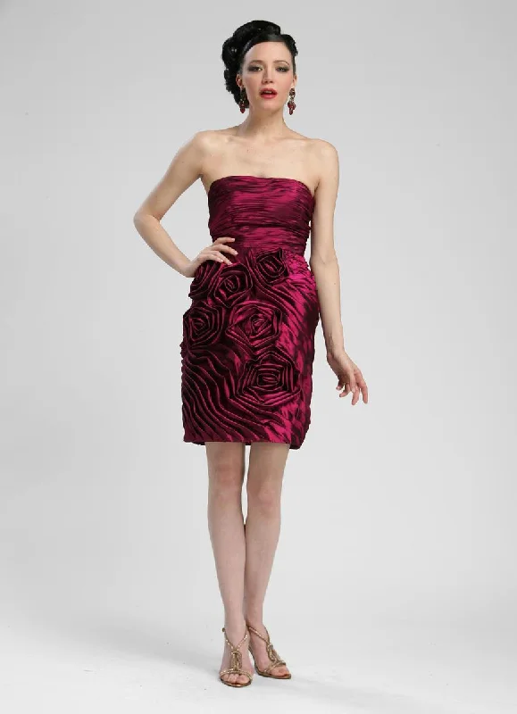 Sue Wong - Ruched Rosette Straight Across Neck Dress C3333