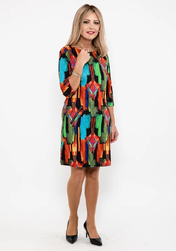 Mini Dresses with Front Slits -Seventy1 Block Paint Print Mini Dress, Multi