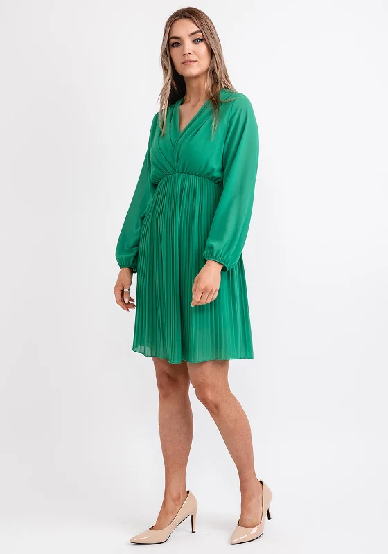 Mini Dresses for Swim Party -Seventy1 One Size Pleated Mini Dress, Emerald Green