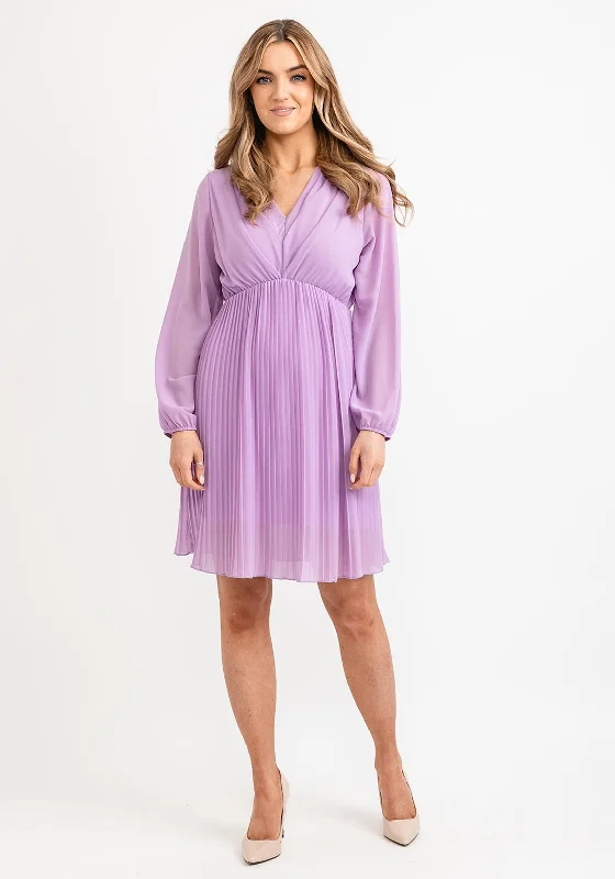 Mini Dresses for Outdoor Festivals -Seventy1 One Size Pleated Mini Dress, Lilac