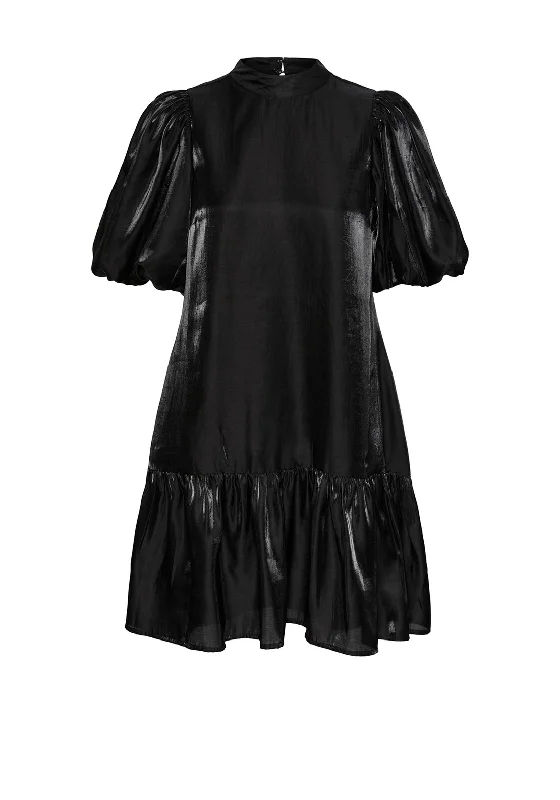 Mini Dresses with Swing Fit -Y.A.S Magnusa Volume Sleeve Tiered Mini Dress, Black