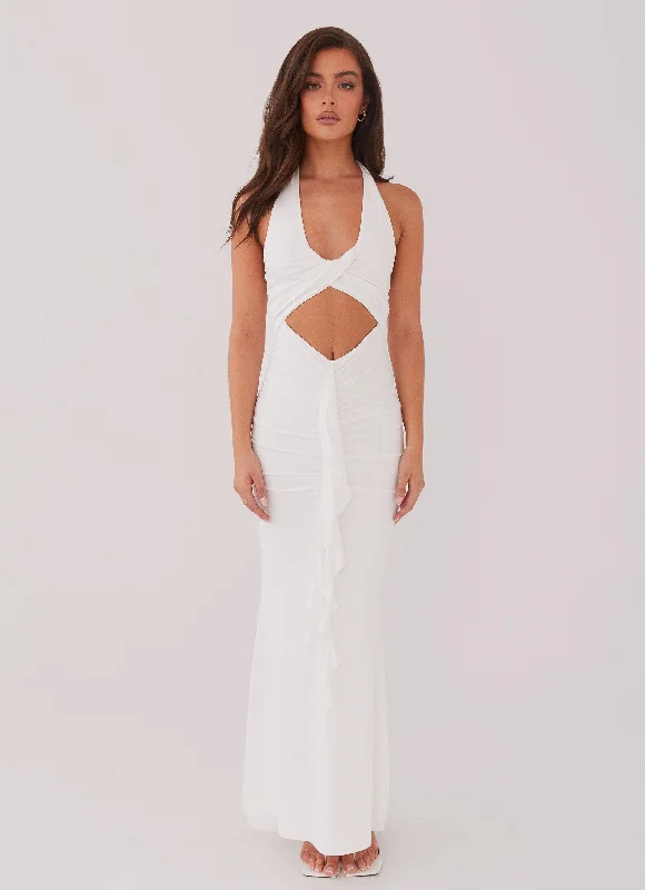 Maxi Dresses for Family Gatherings -Allanna Frill Maxi Dress - White